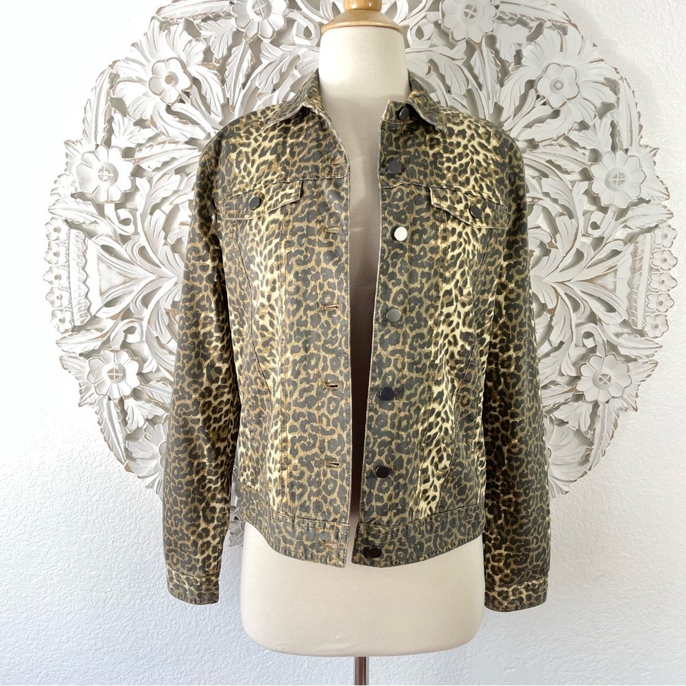 {ATM} Anthony Thomas Melillo Leopard Print Denim Jacket, Size S